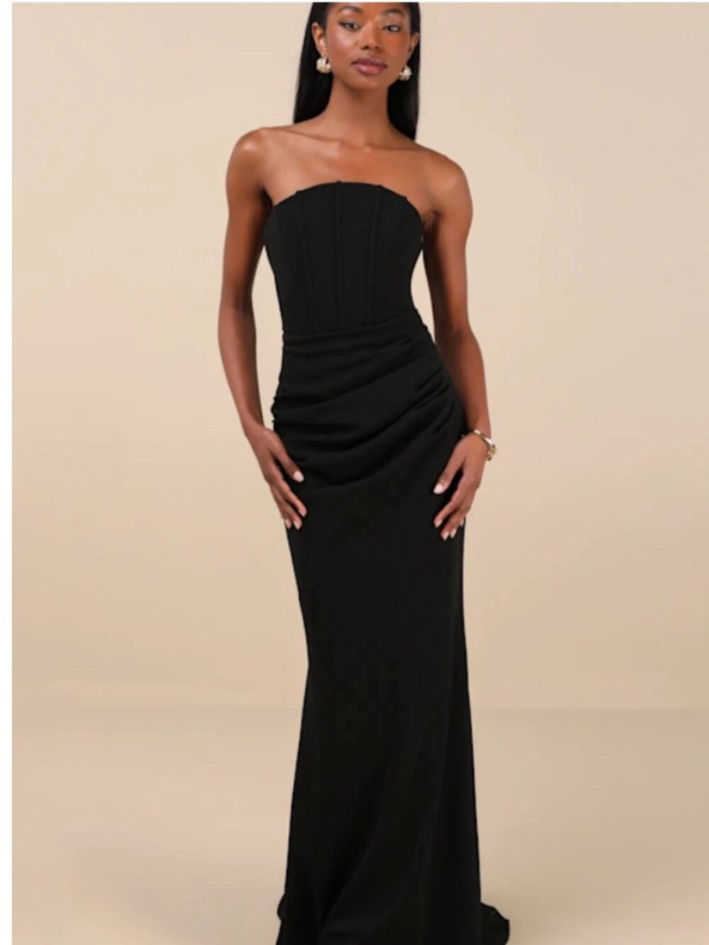 Laney Black Strapless Corset Maxi Dress